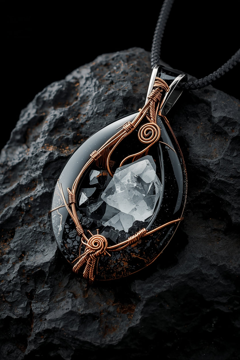 Pendentif Blindage Total – Protection Ultime contre Magie Noire Avancée & Attaques Répétées | Plomb Saturne, Tourmaline Noire, Cuivre & Poudre à Canon
