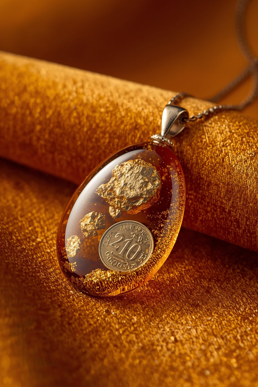 Pendentif Aimant à Richesse – Attire l’Argent & les Opportunités Financières | Pièce Ancienne Scellée – Magnétisme d’Abondance Puissant