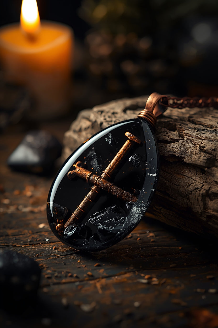 Pendentif Cloueur de Sort – Neutralise & Immobilise Attaques Spirituelles | Plomb, Clou Rouillé & Poudre à Canon – Hoodoo Protection Avancée
